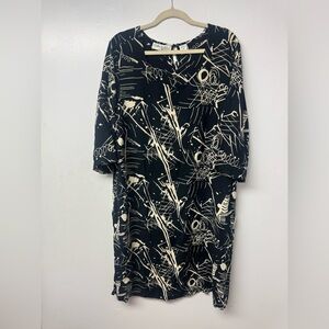 Tower Hill Collection Black Ivory Abstract Print Shift Dress Size 20 Art Wear W